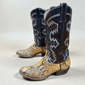 1980s • Cowtown Snakeskin Western Cowboy Boots • Men’s 10 D Vintage Boots